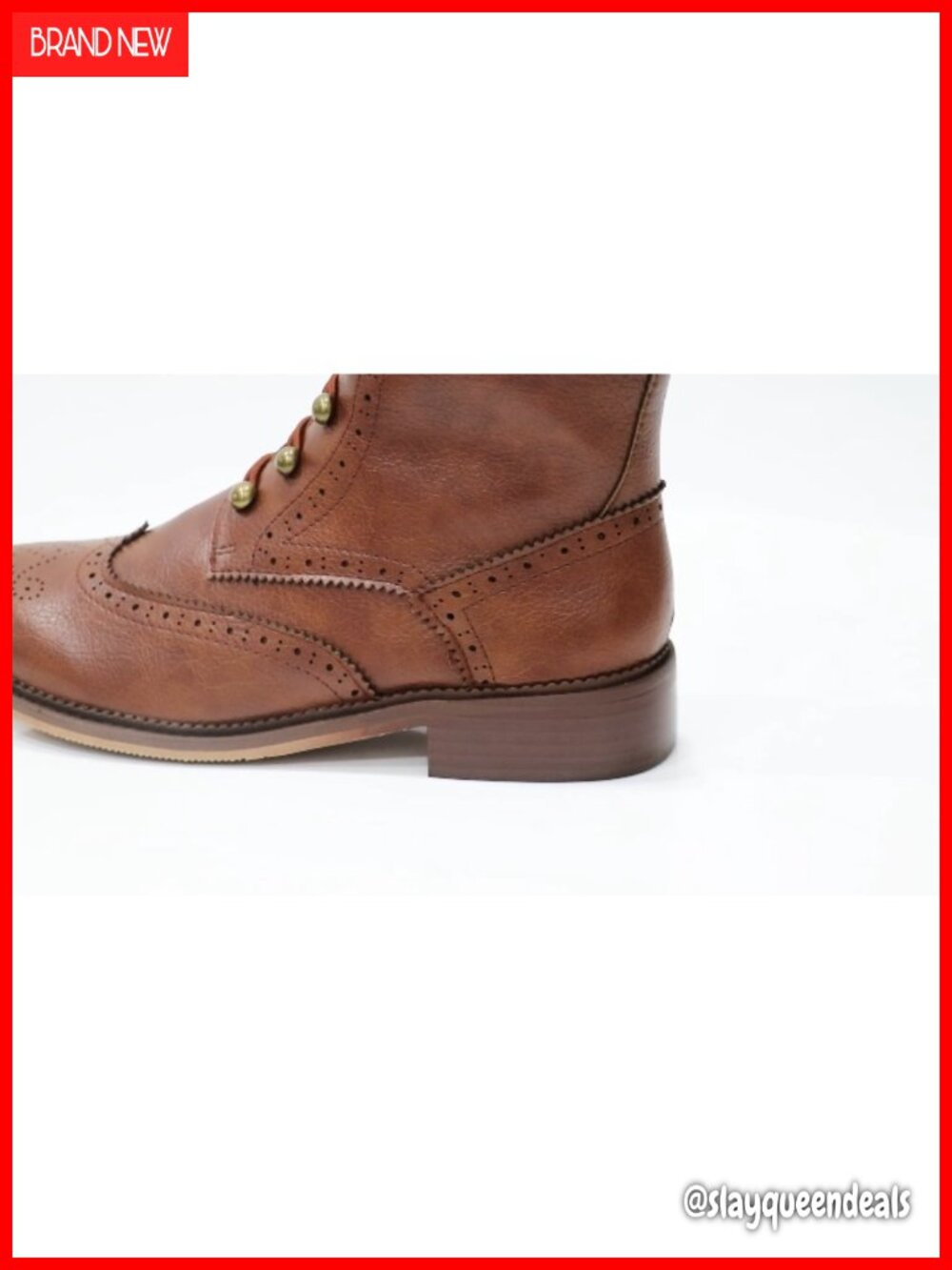 Leather Wingtip Brogue Lace-Up Ankle Boots - Picture 6 of 6